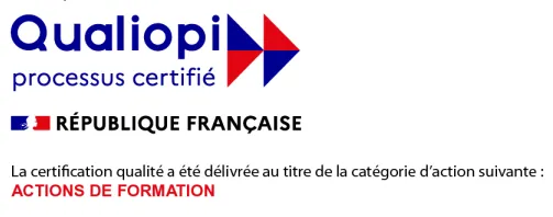 Qualiopi — processus certifié. République française. Certification qualité délivrée au titre des actions de formation.